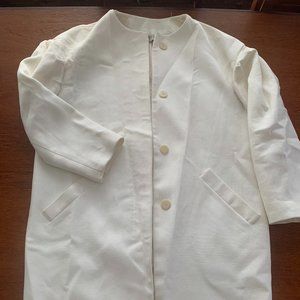 Zara White Collarless Coat - Size XS
